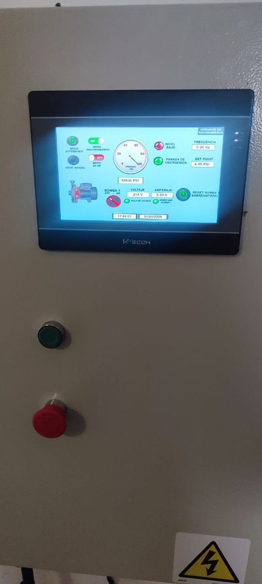 Pantalla de un tablero de presión constante.